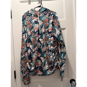 Inno‎ Women's XXL Tropical Print Quarter Zip Hoodie Coverup Lightweight